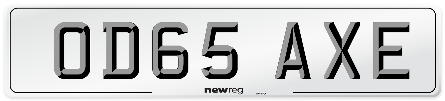 OD65 AXE Number Plate from New Reg